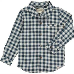NEW ME & HENRY men’s atwood long sleeve woven shirt in teal & white plaid
